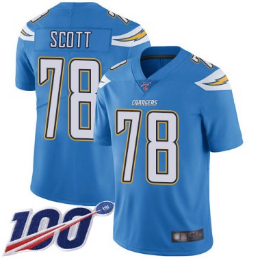 Los Angeles Chargers NFL Football Trent Scott Electric Blue Jersey Men Limited  #78 Alternate 100th Season Vapor Untouchable